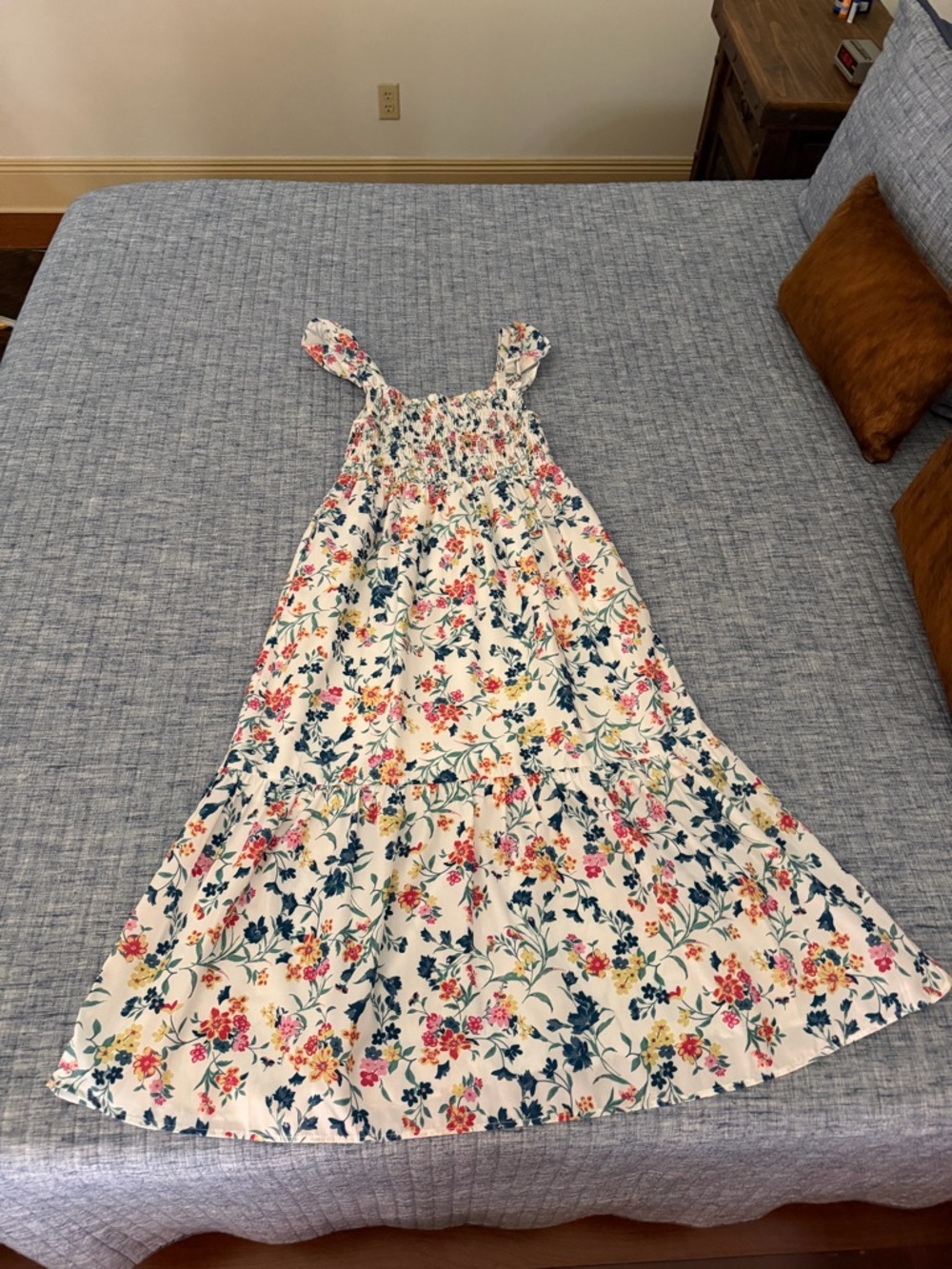 THML Cream Maxi Dress with Pink, Yellow & Green Floral Print